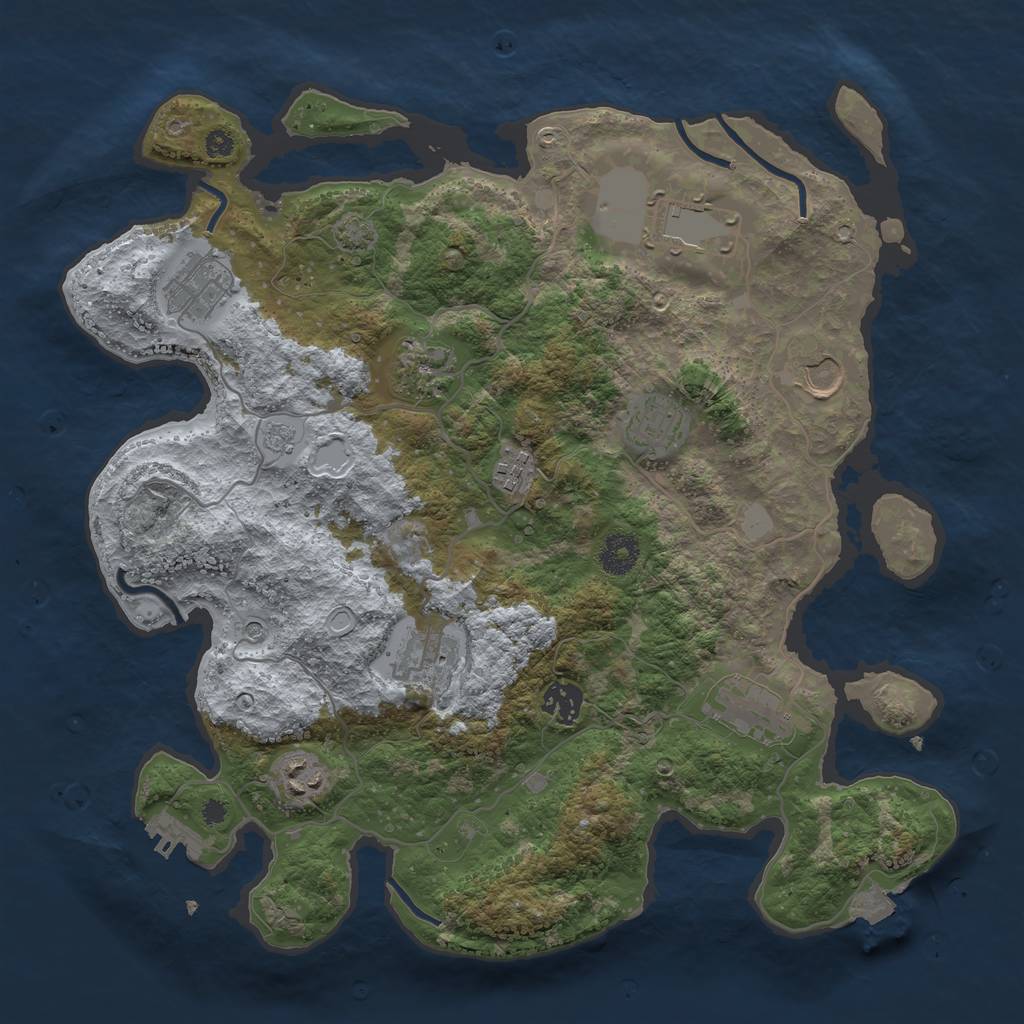 Rust Map: Procedural Map, Size: 3700, Seed: 558334324, 17 Monuments