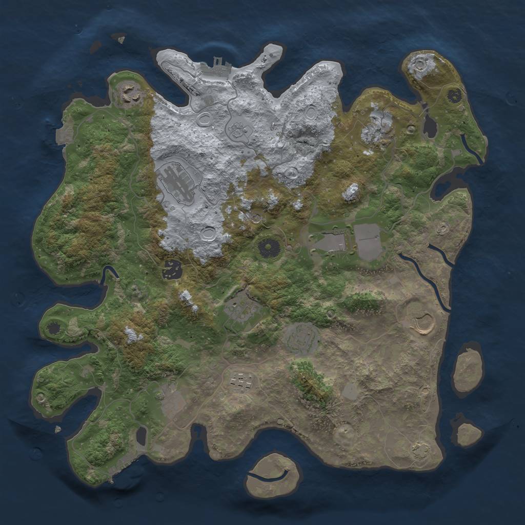 Rust Map: Procedural Map, Size: 3750, Seed: 163892284, 18 Monuments