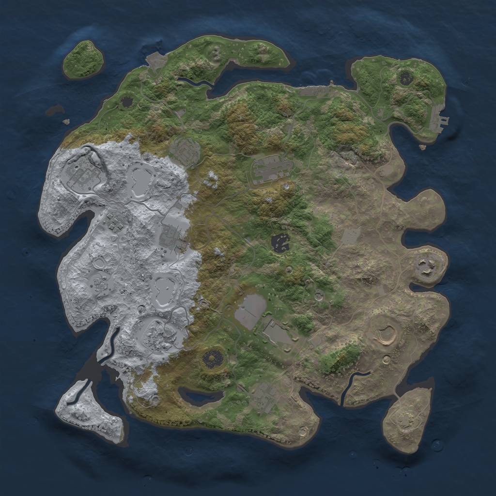 Rust Map: Procedural Map, Size: 3800, Seed: 1745613240, 19 Monuments