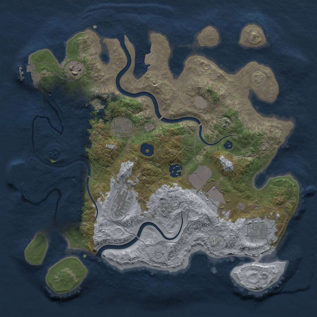 Rust Map: Procedural Map, Size: 3500, Seed: 439159815, 13 Monuments
