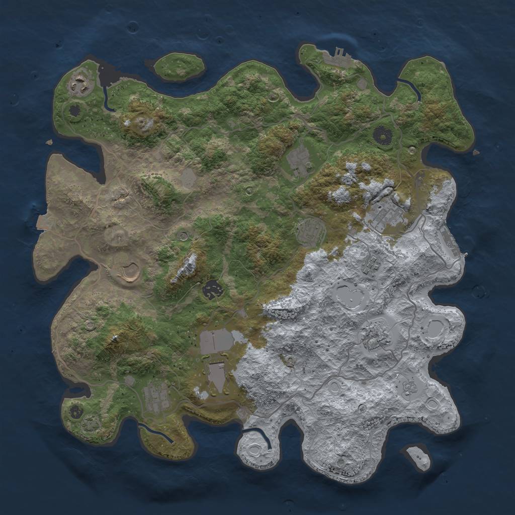 Rust Map: Procedural Map, Size: 4000, Seed: 1389214348, 18 Monuments