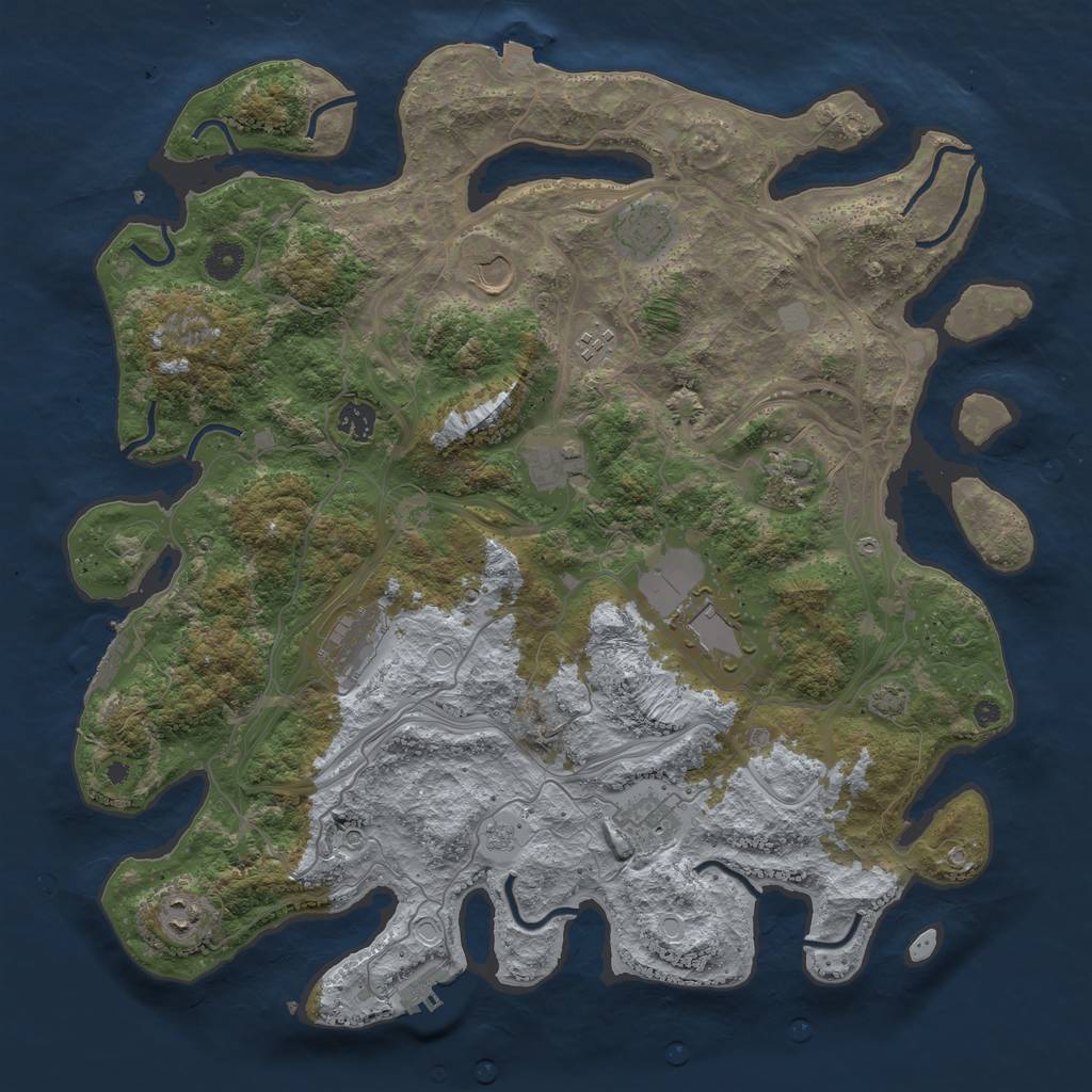 Rust Map: Procedural Map, Size: 4250, Seed: 58473739, 18 Monuments