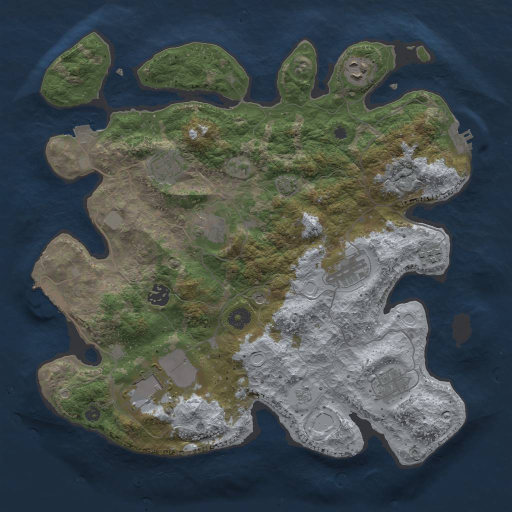 Rust Map: Procedural Map, Size: 3500, Seed: 83364012, 16 Monuments