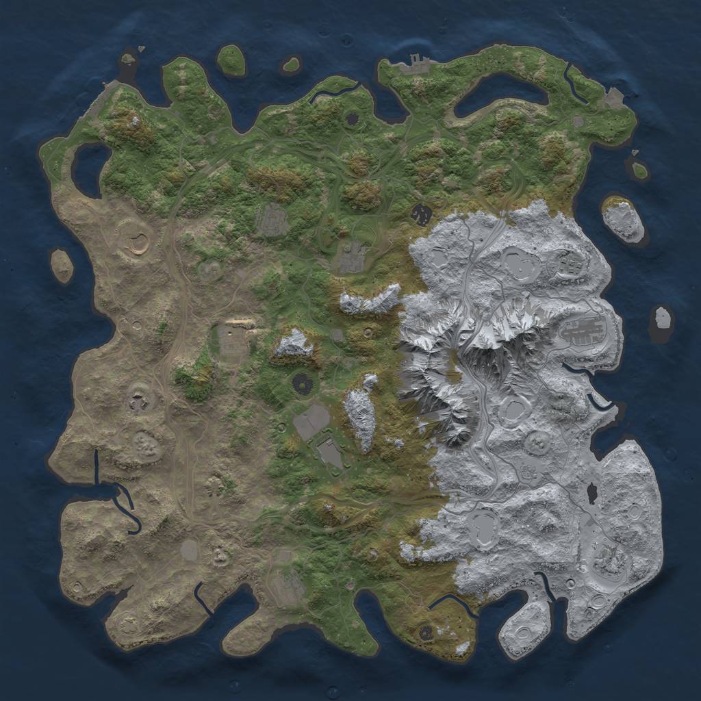 Rust Map: Procedural Map, Size: 5000, Seed: 948473738, 19 Monuments