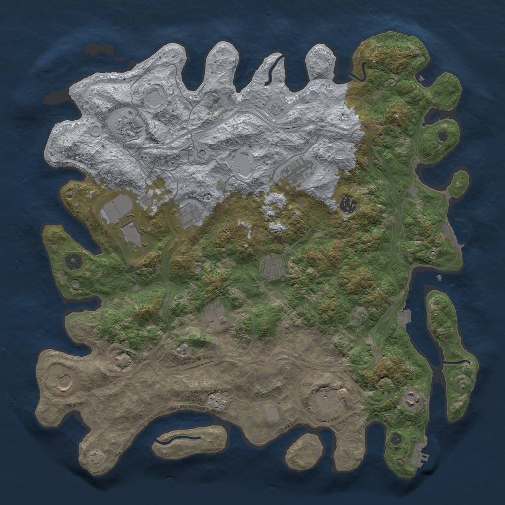 Rust Map: Procedural Map, Size: 4500, Seed: 7353622, 19 Monuments