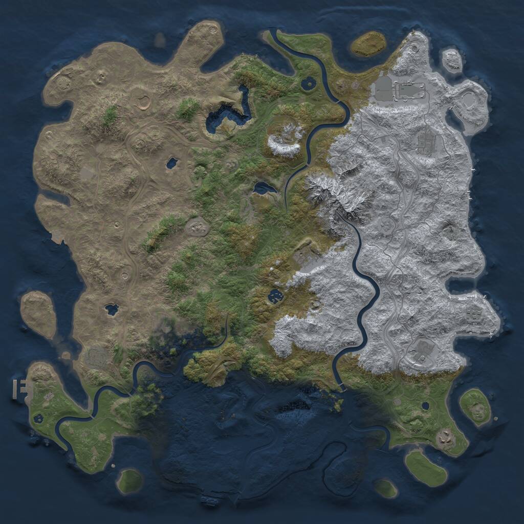 Rust Map: Procedural Map, Size: 5500, Seed: 9672, 17 Monuments