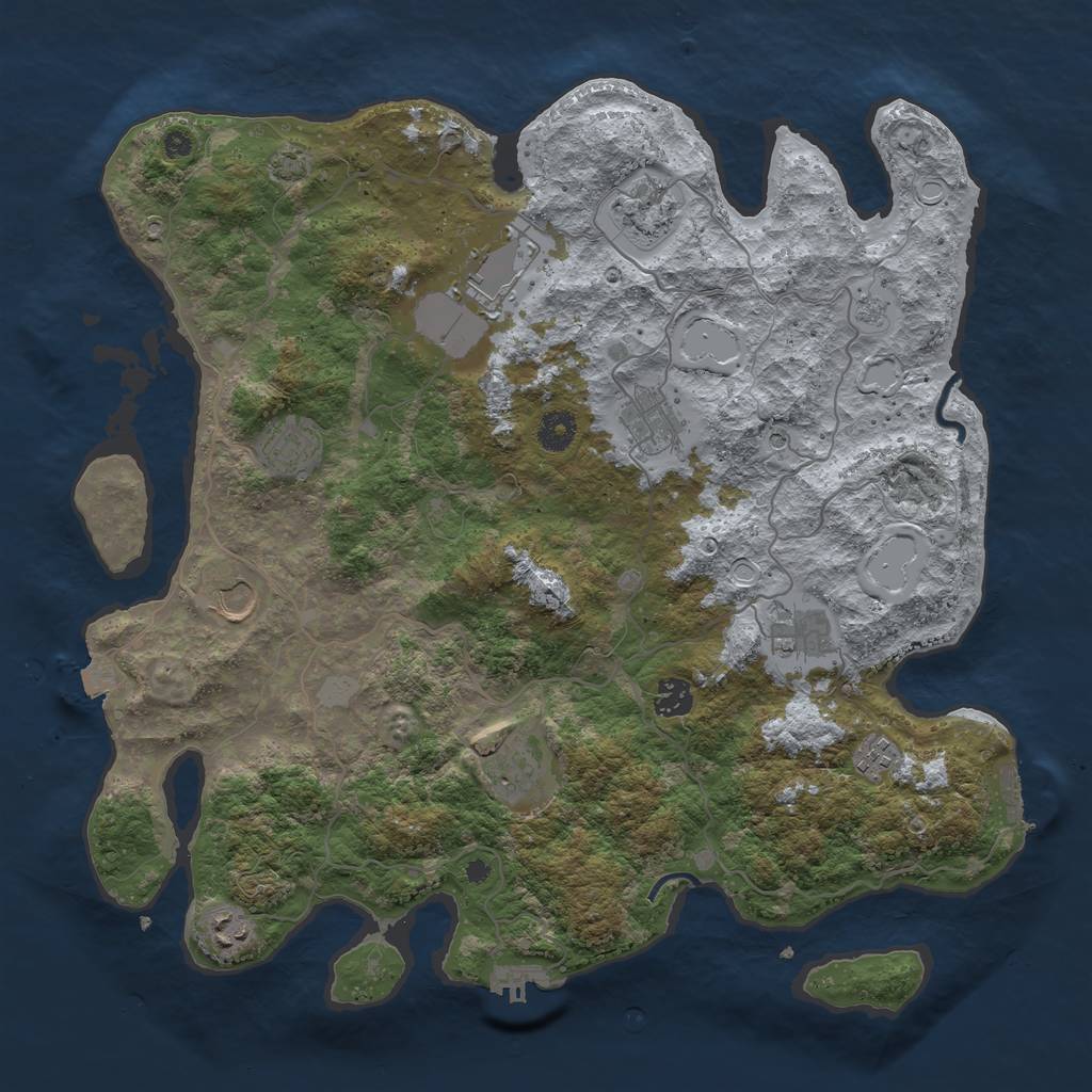 Rust Map: Procedural Map, Size: 4050, Seed: 1990151879, 18 Monuments