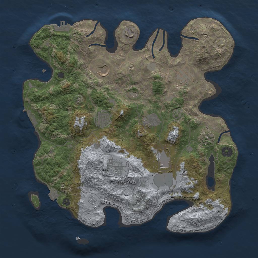 Rust Map: Procedural Map, Size: 3500, Seed: 1649595008, 16 Monuments
