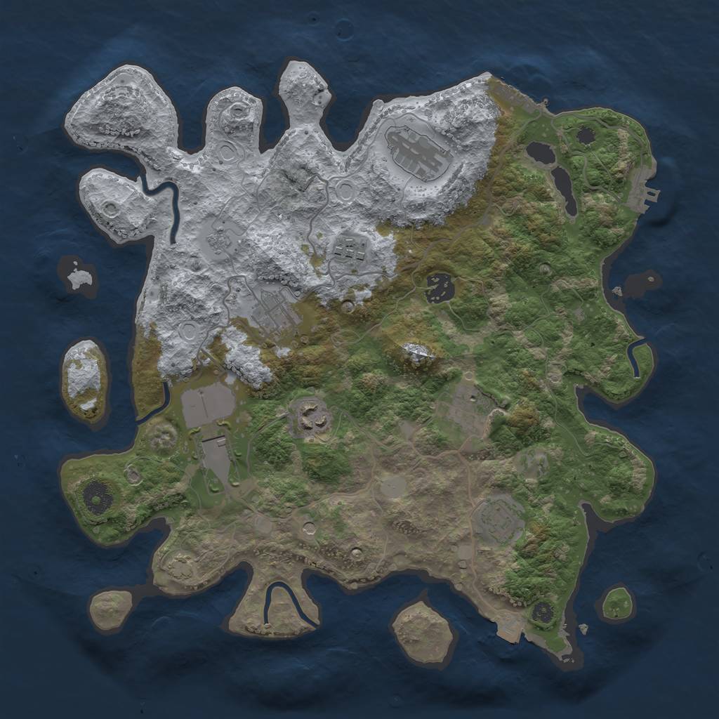 Rust Map: Procedural Map, Size: 3500, Seed: 9545321, 16 Monuments