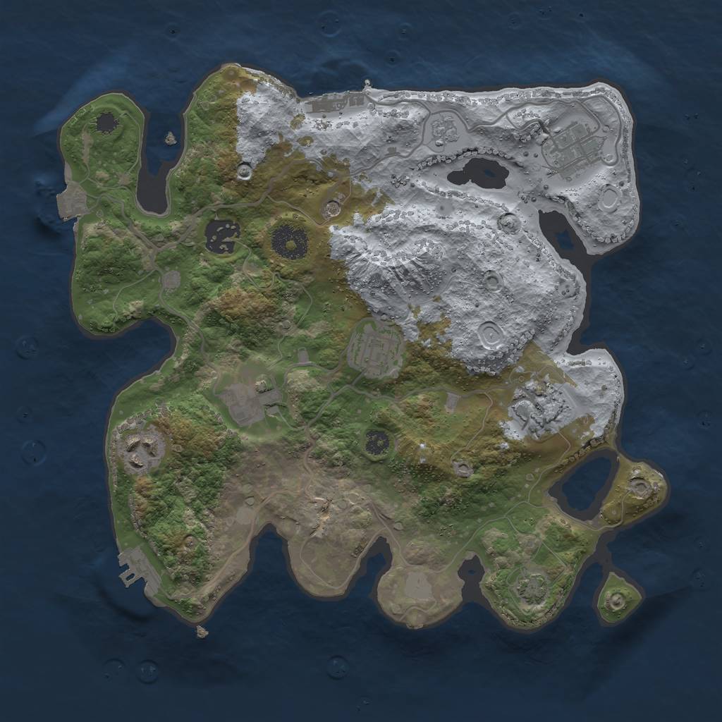 Rust Map: Procedural Map, Size: 3000, Seed: 2100108585, 14 Monuments