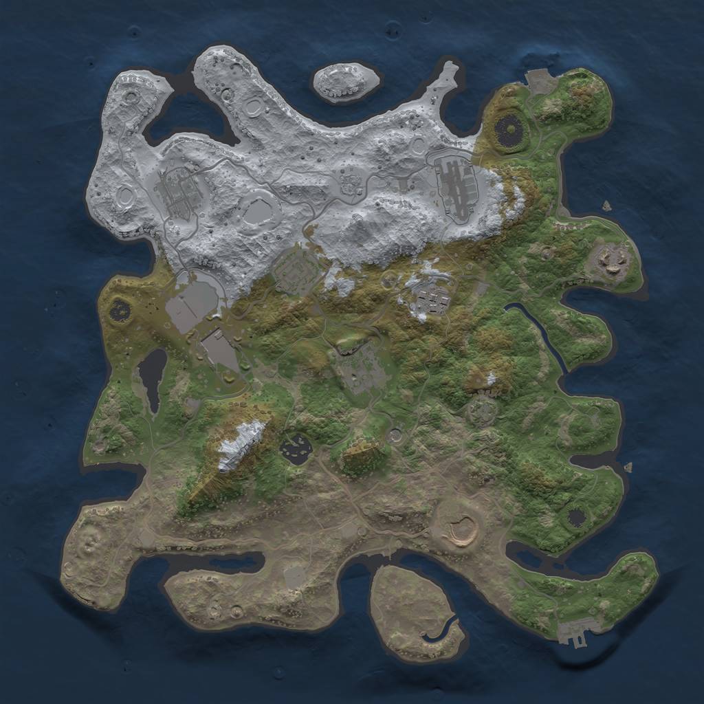 Rust Map: Procedural Map, Size: 3500, Seed: 1010393980, 16 Monuments