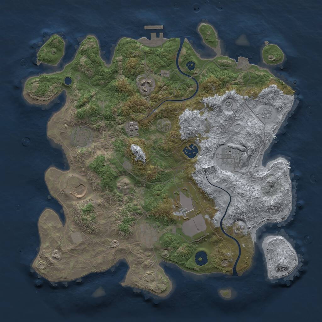 Rust Map: Procedural Map, Size: 3500, Seed: 1065807083, 13 Monuments