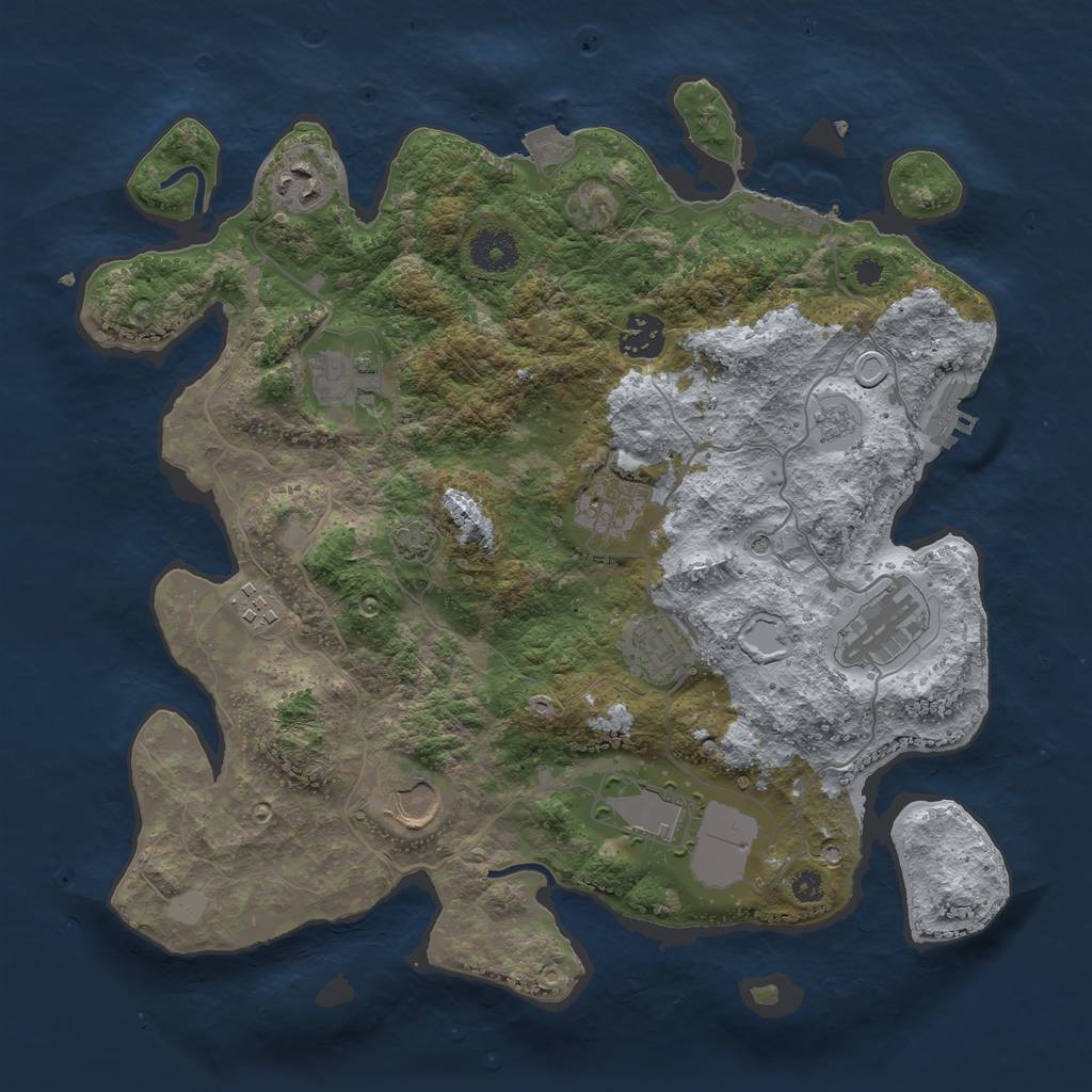 Rust Map: Procedural Map, Size: 3500, Seed: 1065807083, 17 Monuments