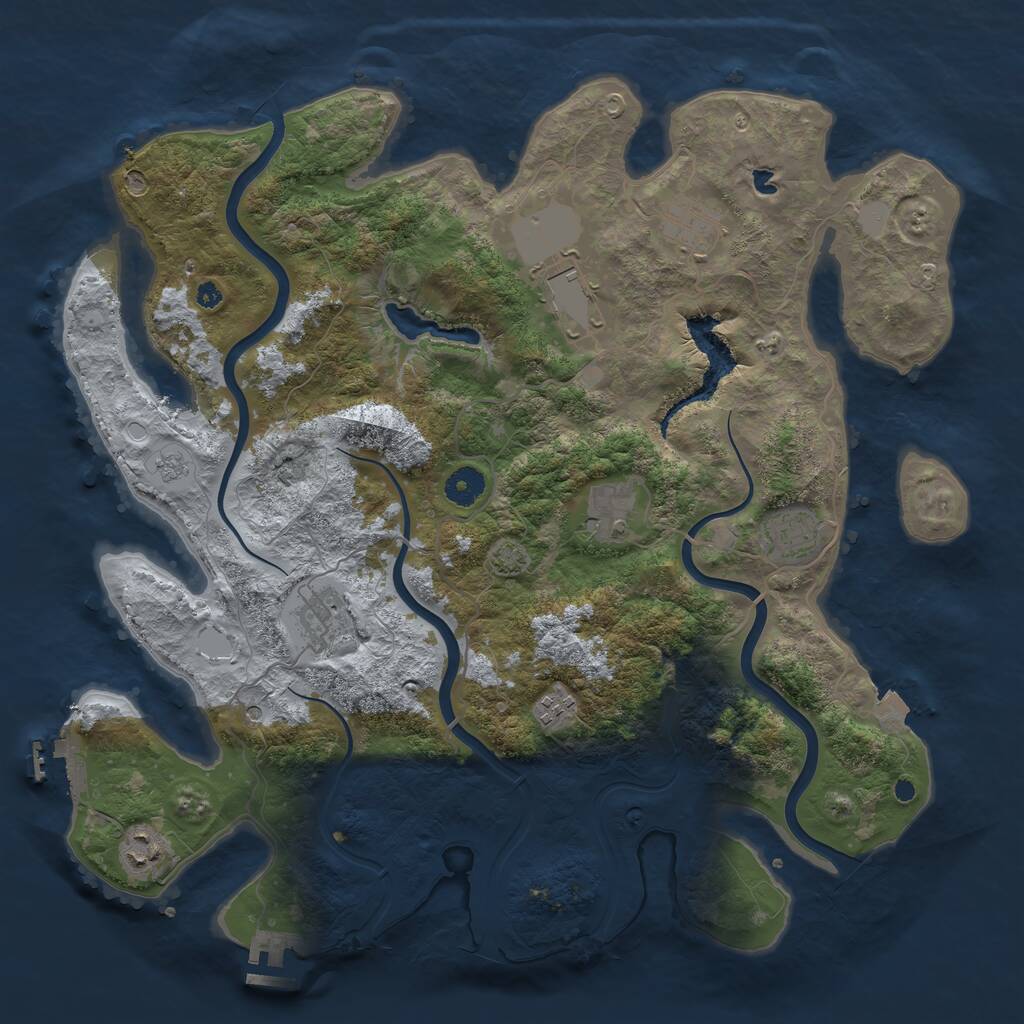 Rust Map: Procedural Map, Size: 4000, Seed: 651396730, 13 Monuments