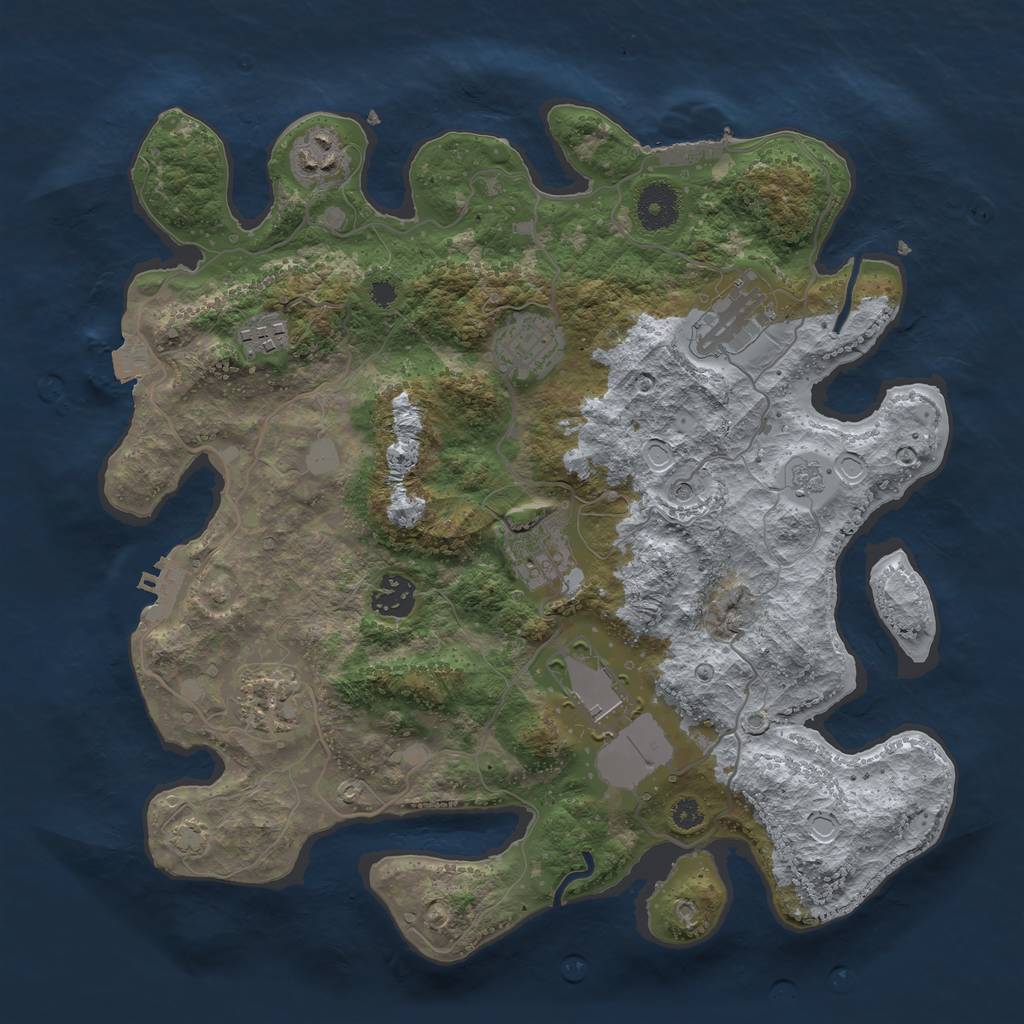 Rust Map: Procedural Map, Size: 3500, Seed: 1430303822, 16 Monuments