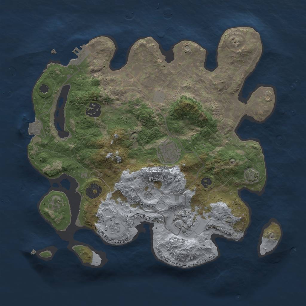 Rust Map: Procedural Map, Size: 3000, Seed: 29840, 10 Monuments