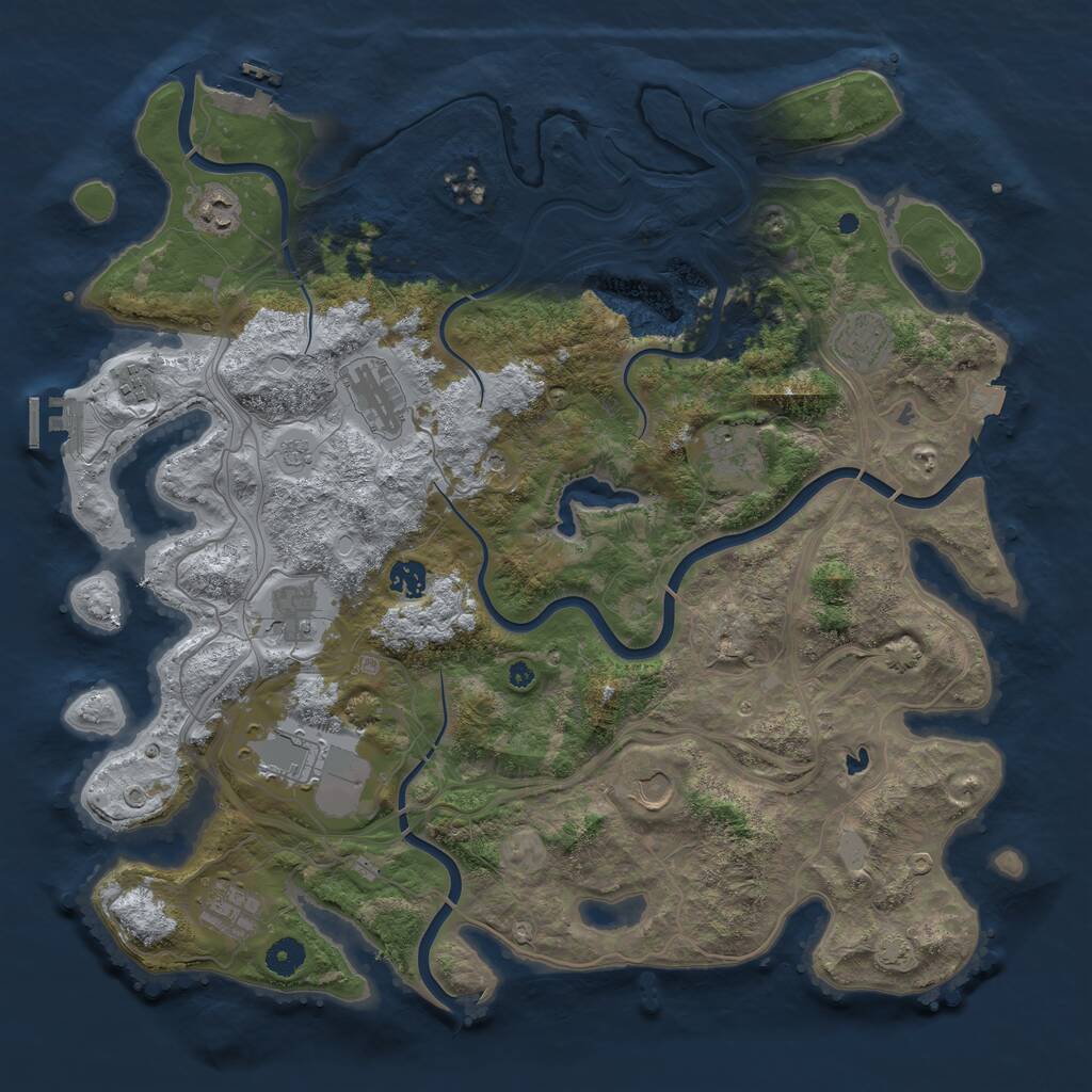 Rust Map: Procedural Map, Size: 4300, Seed: 612844225, 16 Monuments