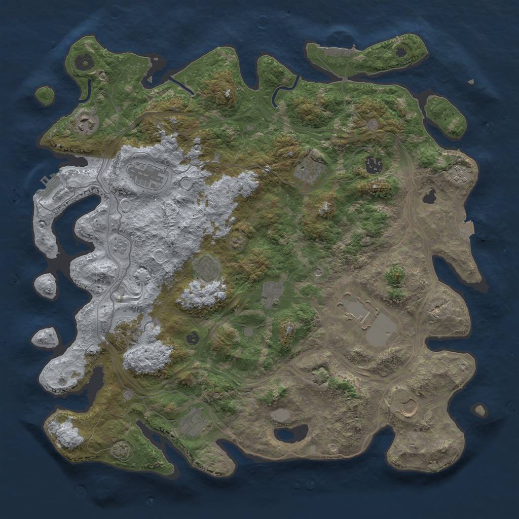 Rust Map: Procedural Map, Size: 4300, Seed: 612844225, 19 Monuments