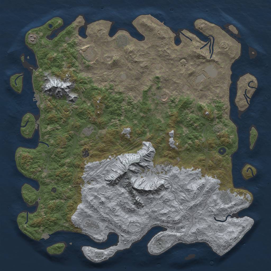 Rust Map: Procedural Map, Size: 5500, Seed: 2043395349, 19 Monuments