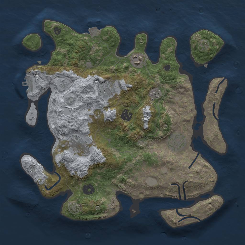 Rust Map: Procedural Map, Size: 3250, Seed: 2012790973, 13 Monuments