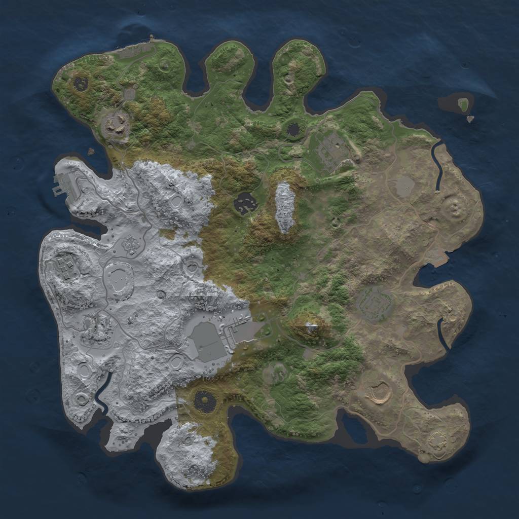 Rust Map: Procedural Map, Size: 3500, Seed: 543, 16 Monuments