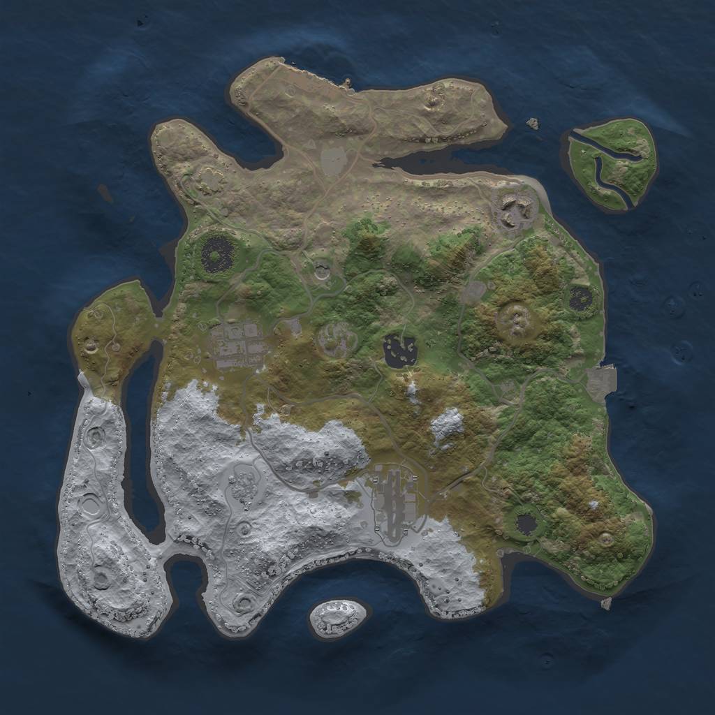 Rust Map: Procedural Map, Size: 3000, Seed: 9705624, 11 Monuments