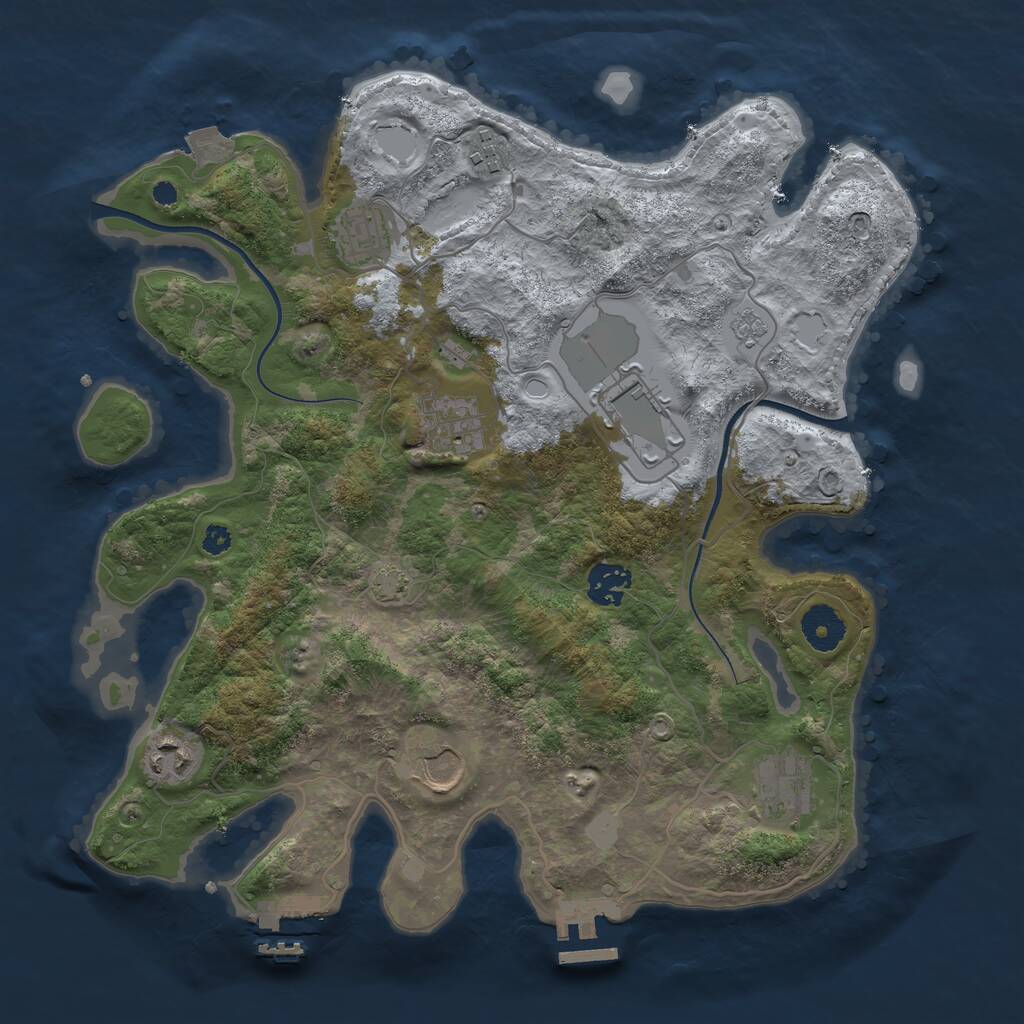 Rust Map: Procedural Map, Size: 3500, Seed: 530689835, 13 Monuments