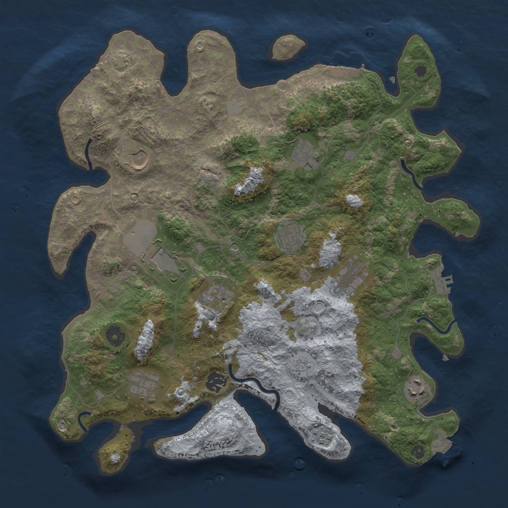 Rust Map: Procedural Map, Size: 3850, Seed: 347320027, 18 Monuments