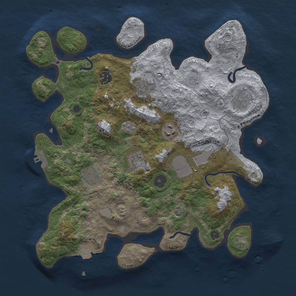 Rust Map: Procedural Map, Size: 3500, Seed: 719233772, 15 Monuments