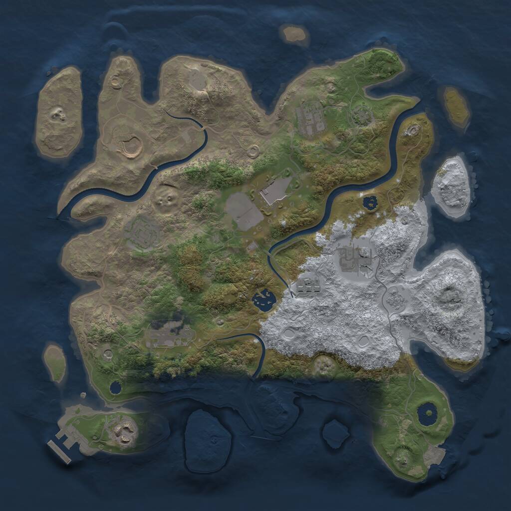 Rust Map: Procedural Map, Size: 3500, Seed: 507485564, 14 Monuments