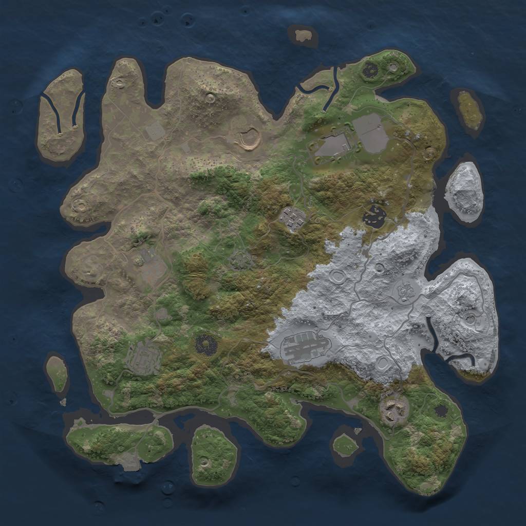 Rust Map: Procedural Map, Size: 3500, Seed: 507485564, 14 Monuments