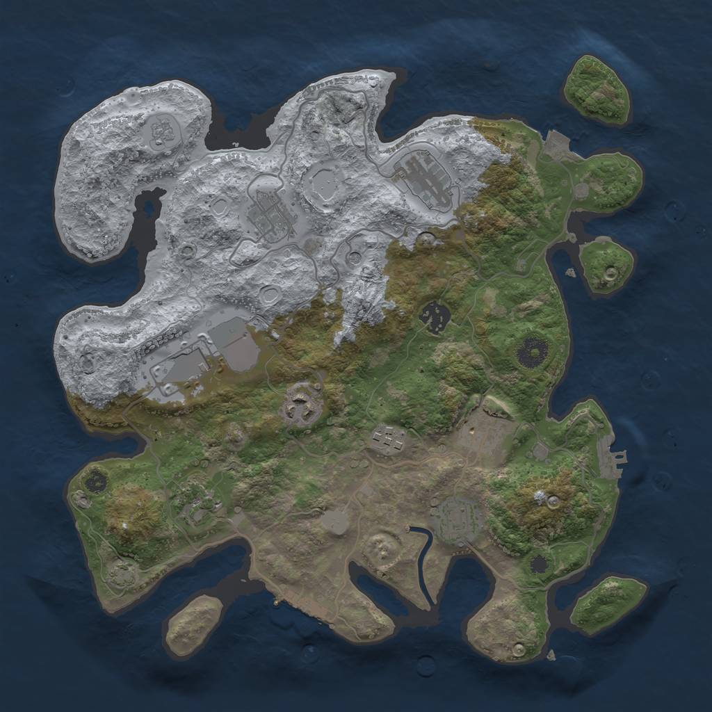 Rust Map: Procedural Map, Size: 3500, Seed: 1880259505, 17 Monuments