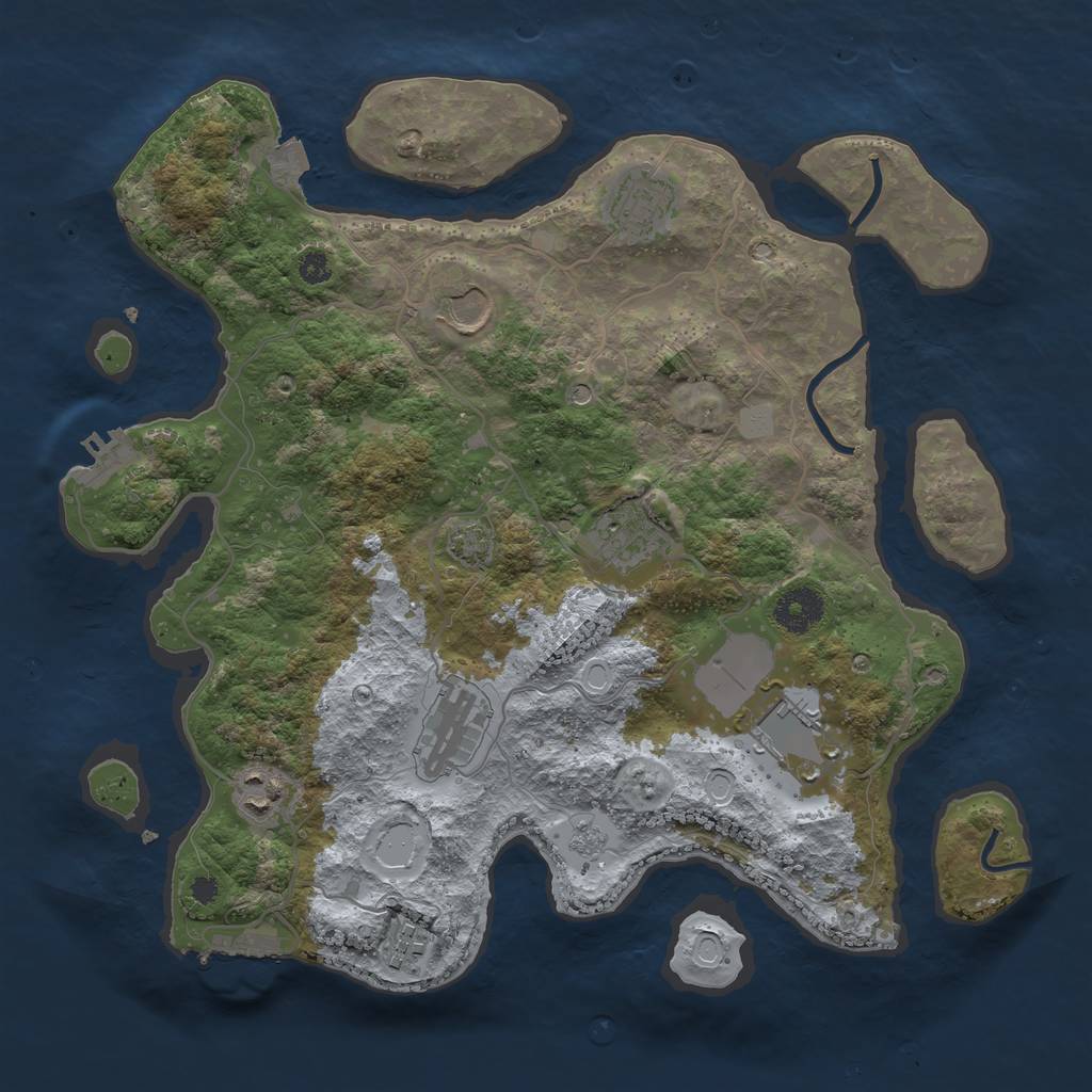 Rust Map: Procedural Map, Size: 3500, Seed: 1002919899, 15 Monuments