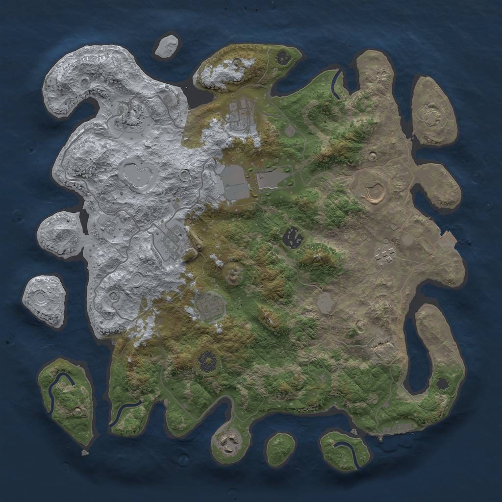 Rust Map: Procedural Map, Size: 3700, Seed: 20633752, 16 Monuments