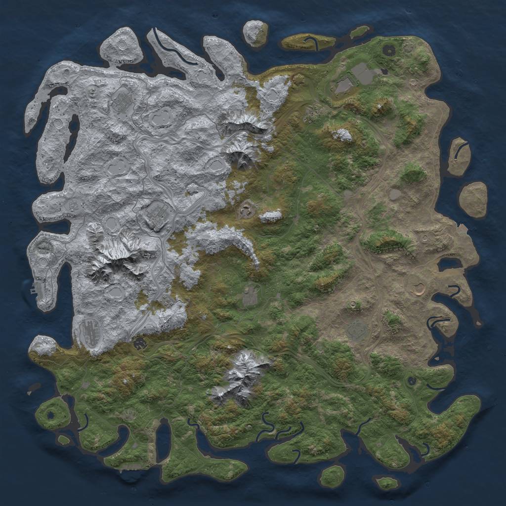 Rust Map: Procedural Map, Size: 6000, Seed: 297153317, 19 Monuments