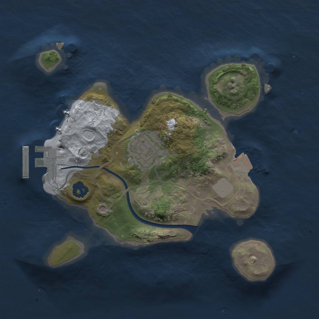 Rust Map: Procedural Map, Size: 2000, Seed: 1367025483, 3 Monuments