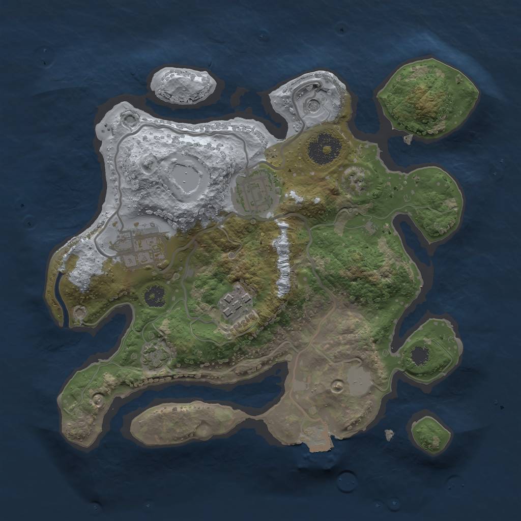 Rust Map: Procedural Map, Size: 2500, Seed: 914963787, 8 Monuments