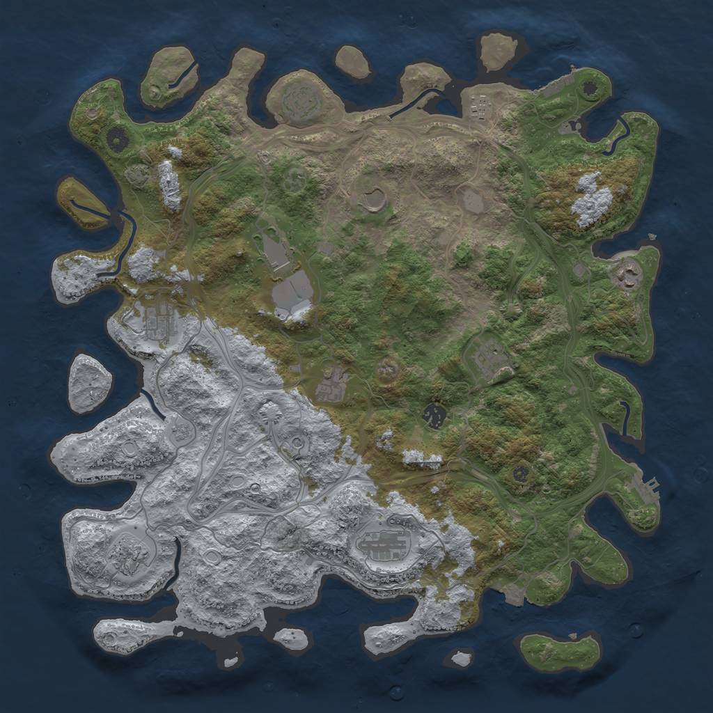 Rust Map: Procedural Map, Size: 4500, Seed: 481184870, 19 Monuments
