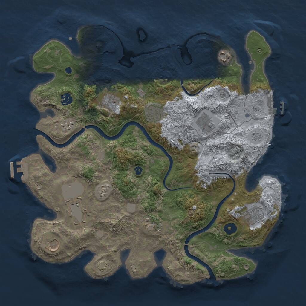 Rust Map: Procedural Map, Size: 3750, Seed: 494401, 16 Monuments