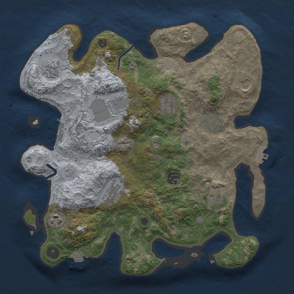 Rust Map: Procedural Map, Size: 3500, Seed: 573138432, 17 Monuments