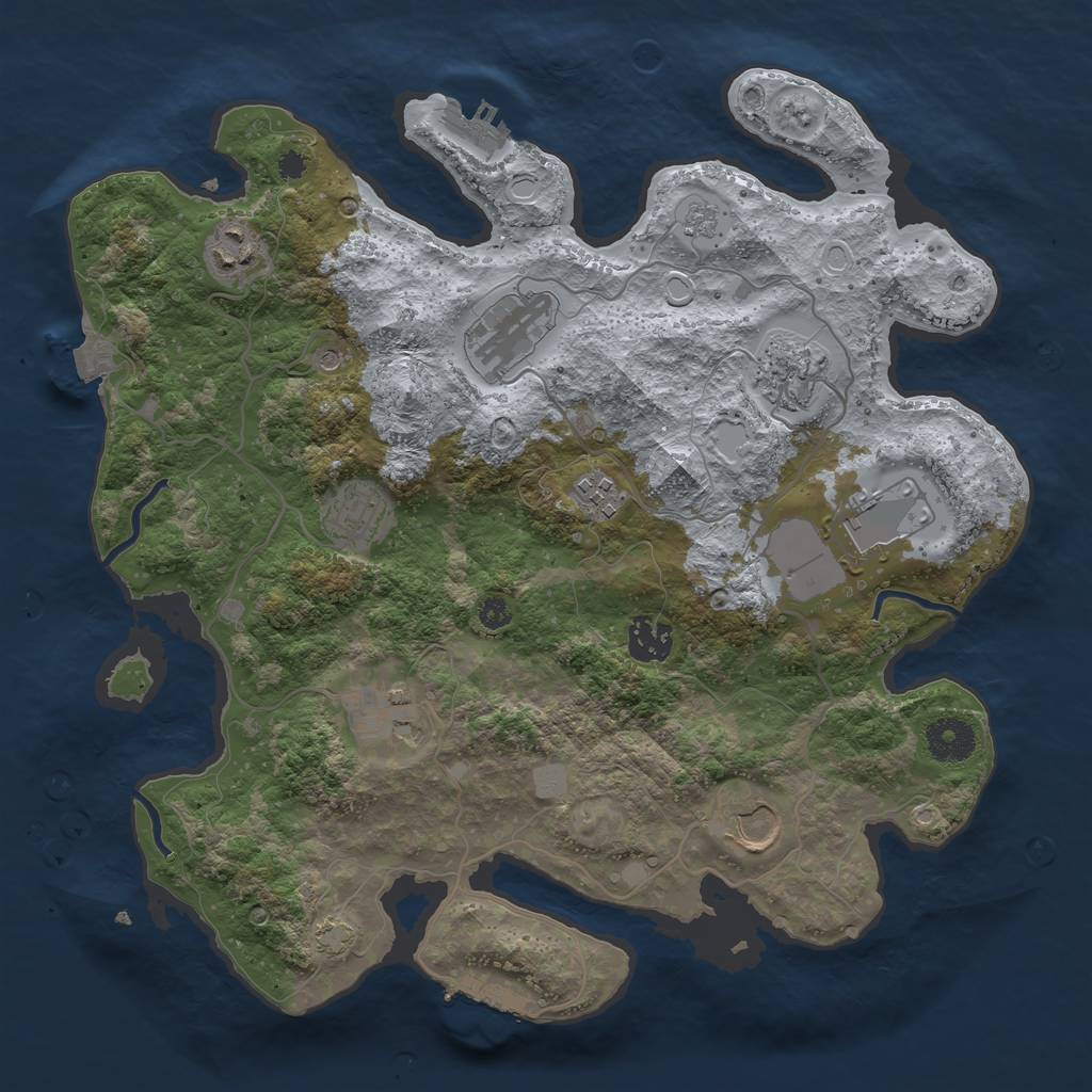 Rust Map: Procedural Map, Size: 3500, Seed: 1650110941, 17 Monuments