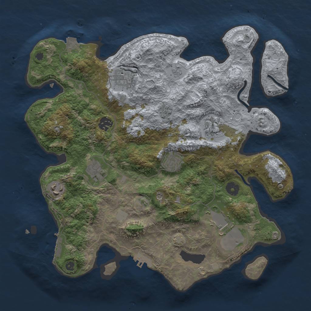 Rust Map: Procedural Map, Size: 3500, Seed: 1891824644, 16 Monuments