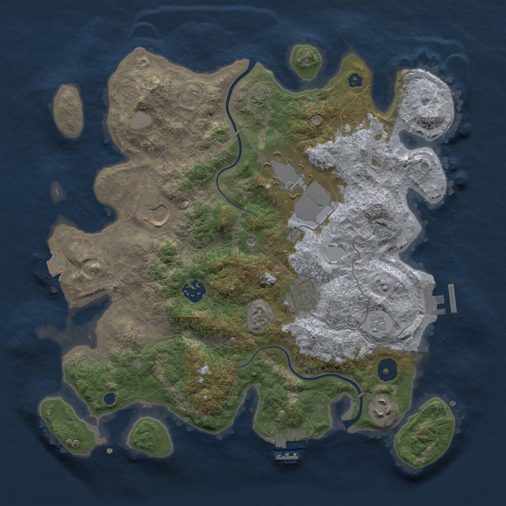 Rust Map: Procedural Map, Size: 3500, Seed: 30971319, 11 Monuments