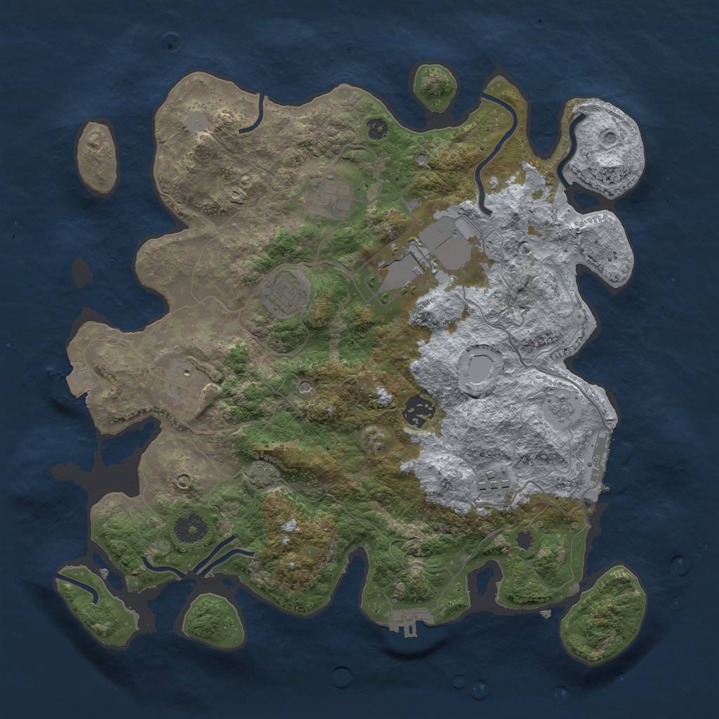 Rust Map: Procedural Map, Size: 3500, Seed: 30971319, 14 Monuments