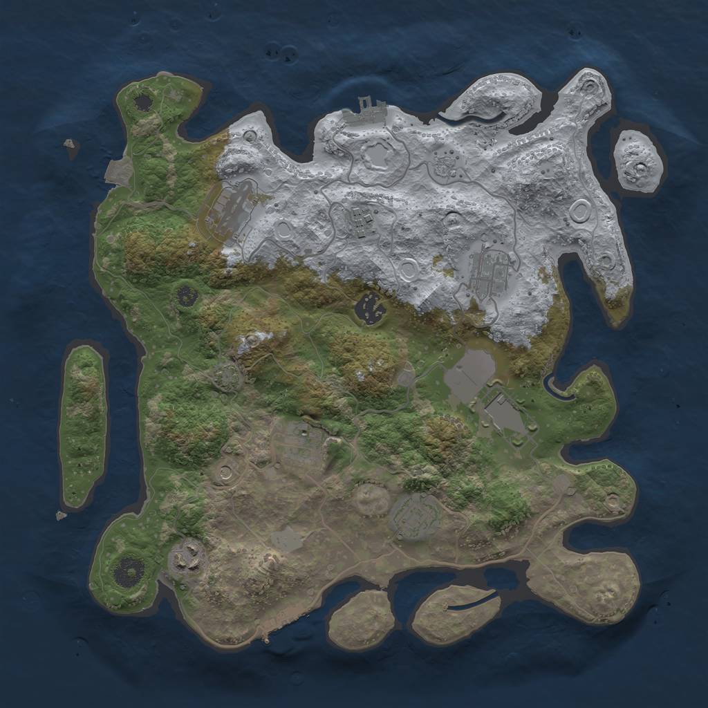 Rust Map: Procedural Map, Size: 3500, Seed: 469198, 16 Monuments