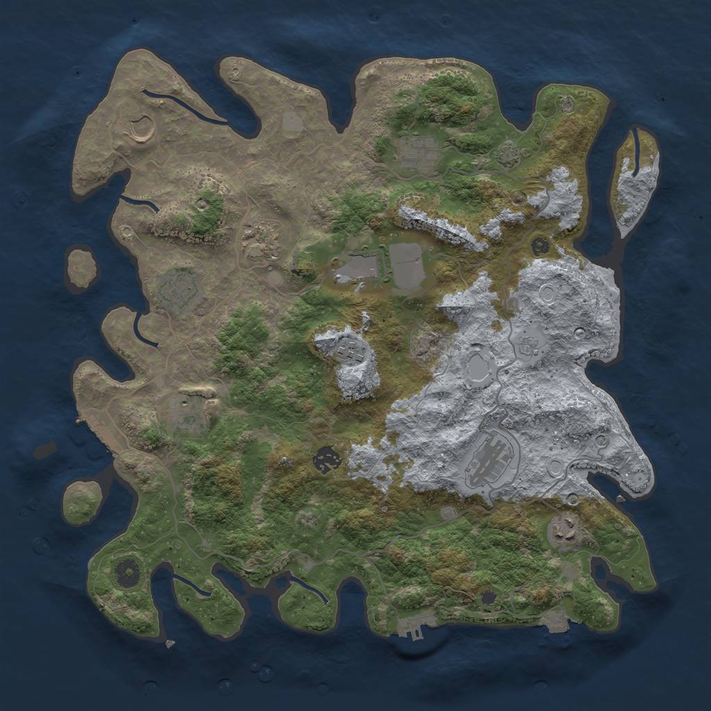 Rust Map: Procedural Map, Size: 4000, Seed: 826532752, 18 Monuments