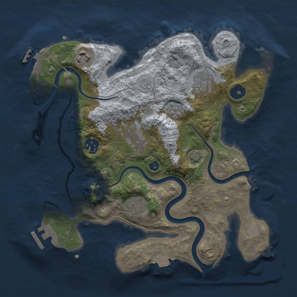 Rust Map: Procedural Map, Size: 3000, Seed: 1126829384, 12 Monuments