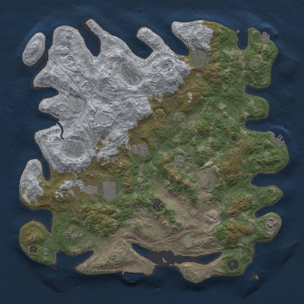 Rust Map: Procedural Map, Size: 4250, Seed: 1986084656, 18 Monuments