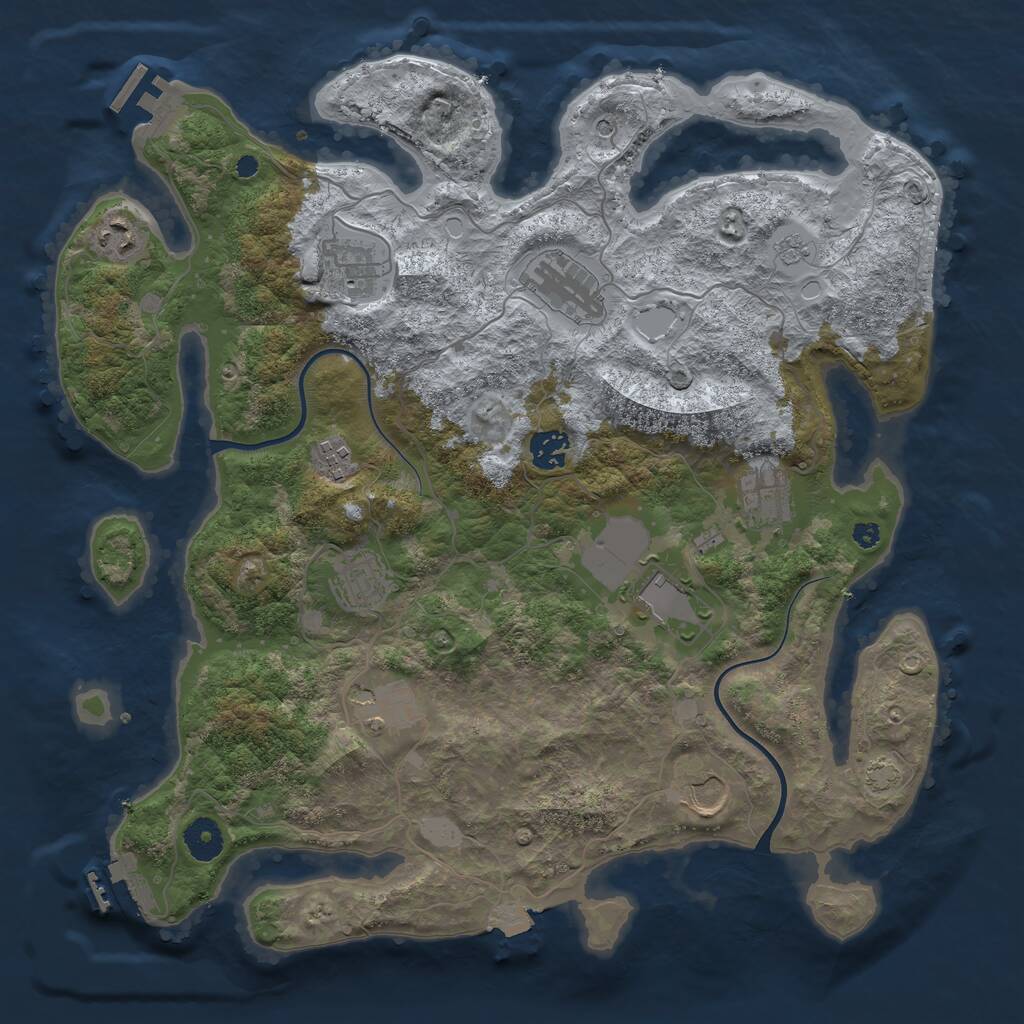 Rust Map: Procedural Map, Size: 3800, Seed: 2782506, 16 Monuments