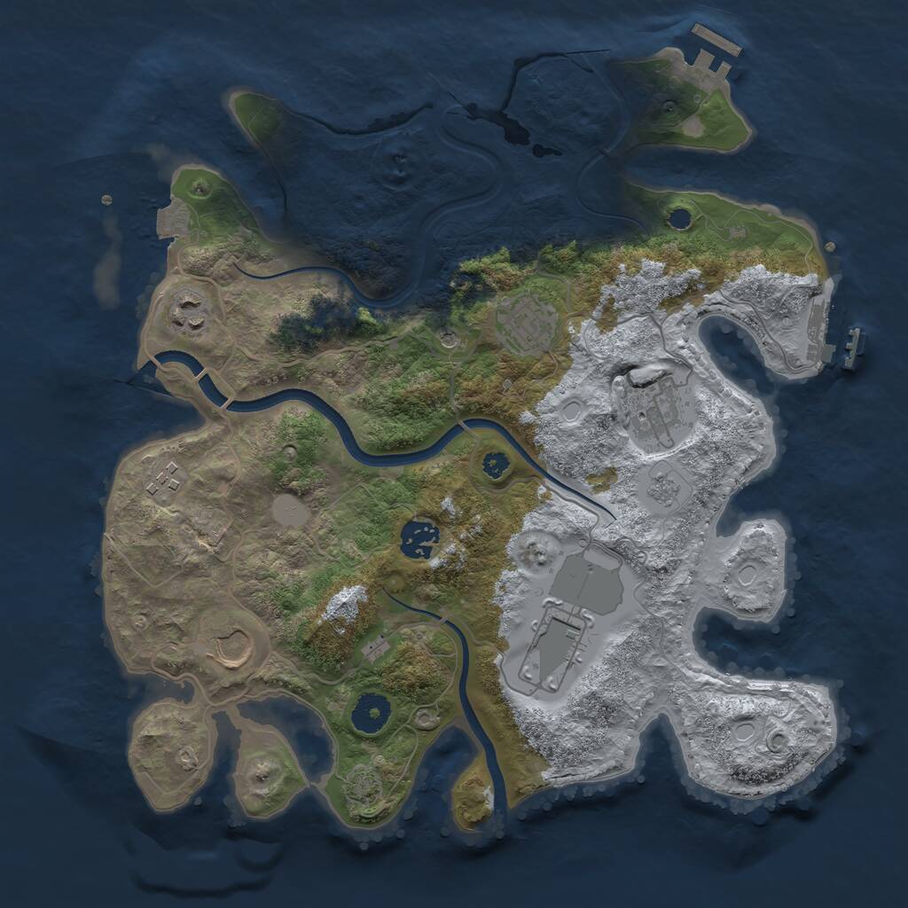 Rust Map: Procedural Map, Size: 3500, Seed: 761355428, 13 Monuments